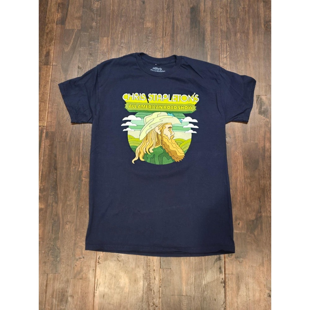Chris Stapleton Shirt Mens Medium Navy Blue All American Road Show 2023 Tour Tee